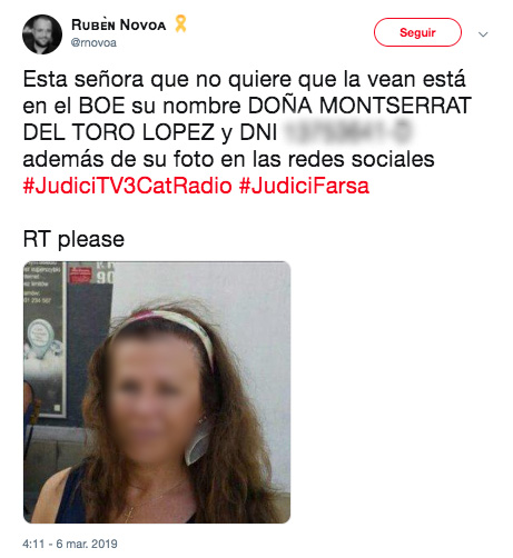 Twitter España permite que los separatistas pongan en la diana a la testigo protegida por Marchena