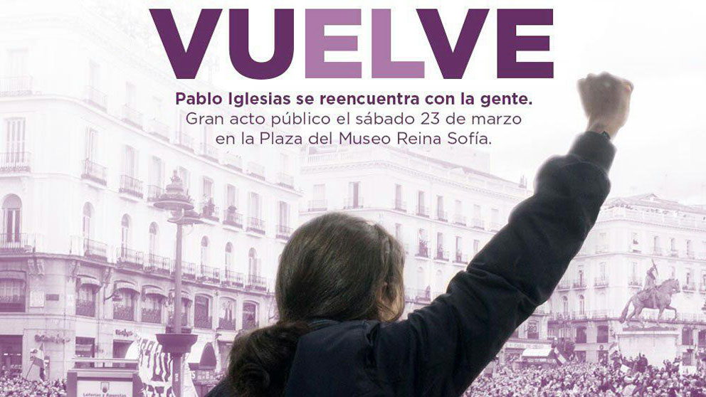 La imagen que han difundido las redes de Podemos sobre la vuelta de Pablo Iglesias a la política tras su baja por paternidad.
