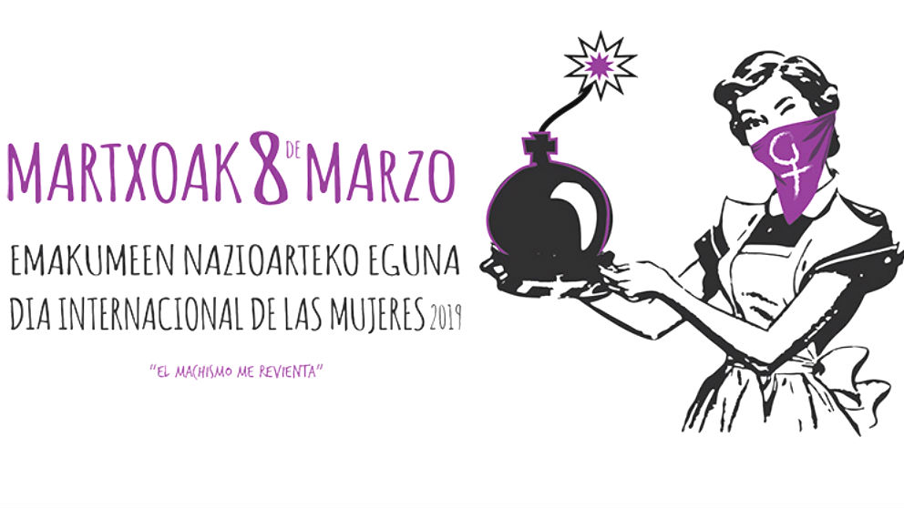 Cartel del Ayuntamiento de Ermua para celebrar el día internacional de la mujer