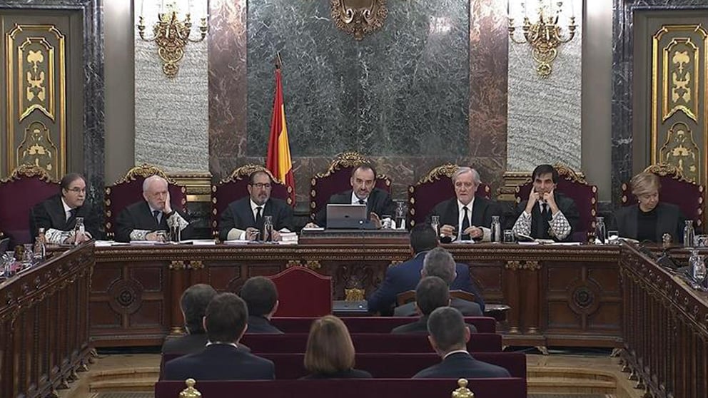 La sala del Tribunal Supremo donde se juzga el procés y el referéndum ilegal del 1-O en Cataluña. Foto: EFE