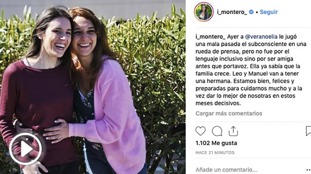 Irene Montero comunica que volverá a ser madre en Instagram
