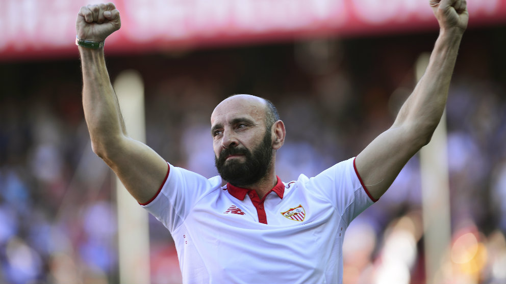 Monchi en su despedida del Sevilla (AFP)