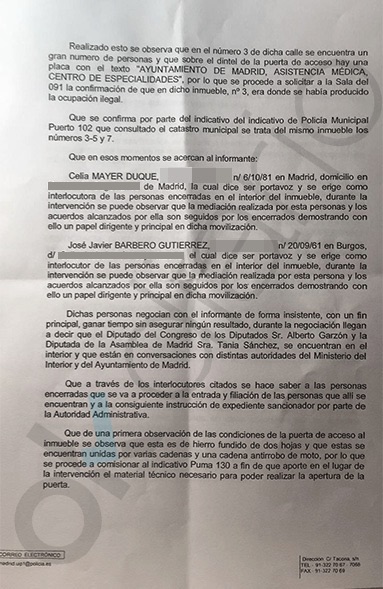 La Policía dice que el concejal de Seguridad de Carmena era el líder de los okupas de Madrid