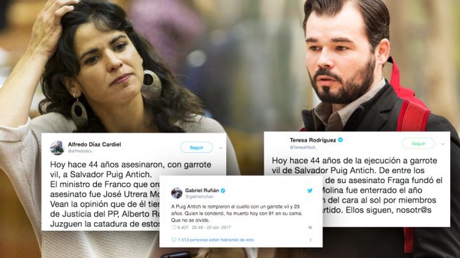 Gabriel Rufián y Teresa Rodríguez a juicio el 22 de abril por sus tuits contra un ministro de Franco