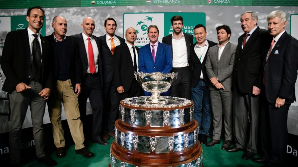 Gerard Piqué, en la presentación oficial de las finales de la Copa Davis. (AFP)