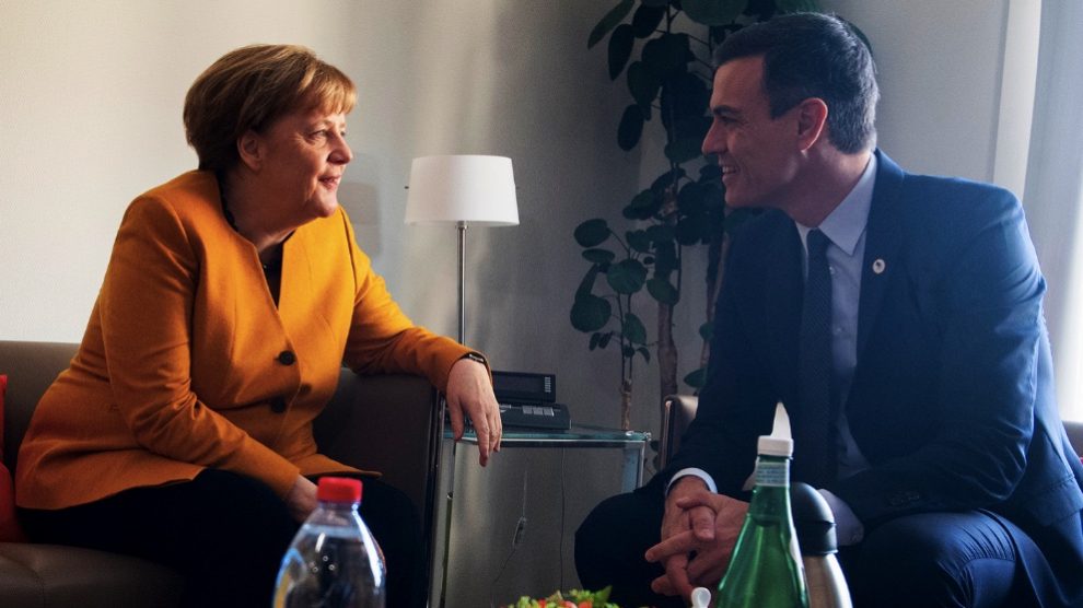 Angela Merkel y Pedro Sánchez. (Foto. Moncloa)