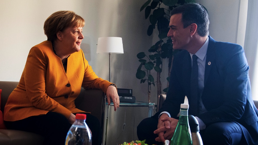 Angela Merkel y Pedro Sánchez. (Foto. Moncloa)