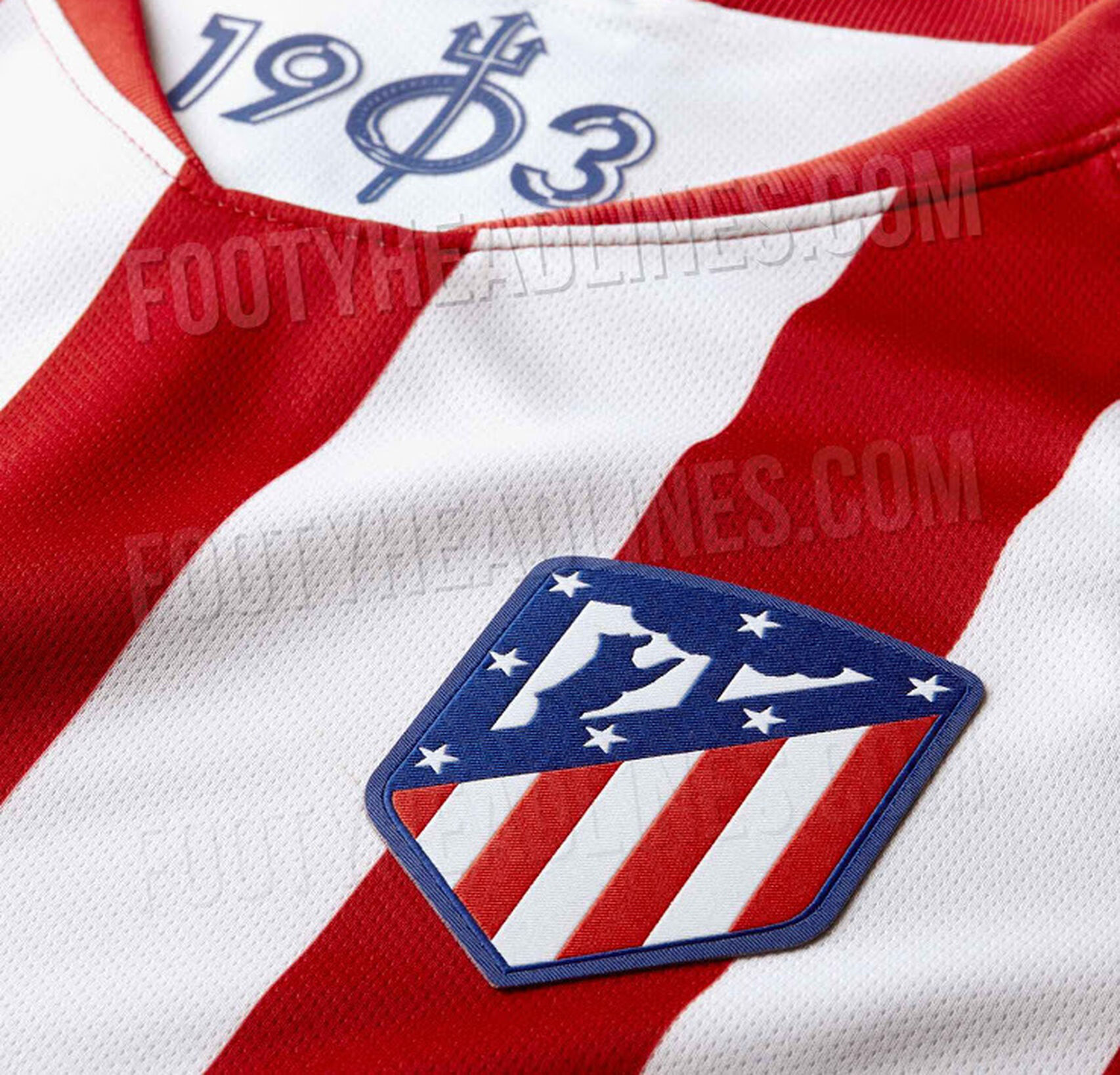 Cuello de la camiseta del Atlético de Madrid para la temporada 2019-2020 (Footyheadlines.com)