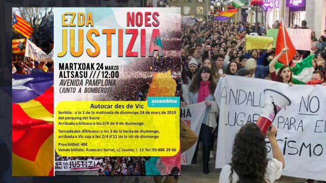 La ANC fleta autobuses desde Cataluña para acudir a la marcha a favor de los agresores de Alsasua