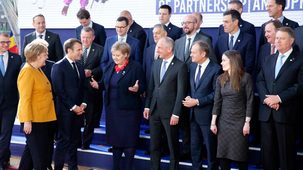 Los líderes europeos juntos para la foto antes de la cumbre en Bruselas que ha estado protagonizada por el Brexit. Foto: AFP