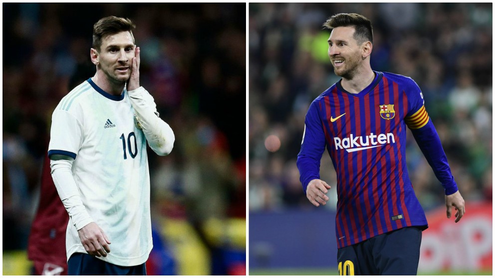 Las dos caras de Leo Messi. Con Argentina todo son decepciones, con el Barça felicidad plena.