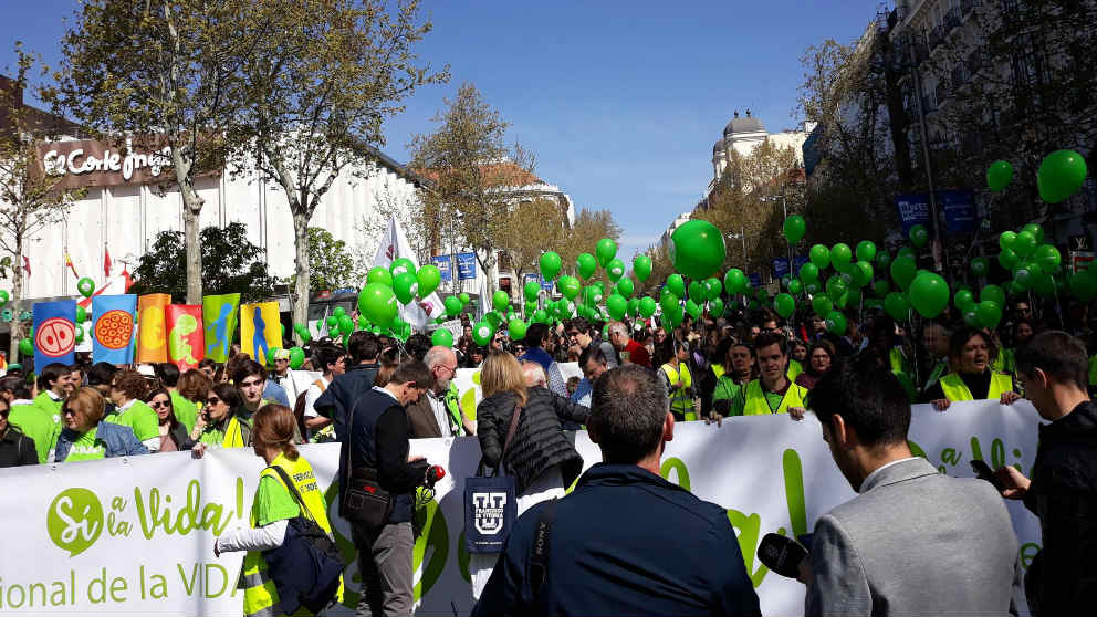 Manifestación contra el aborto, este domingo, en Madrid. EP