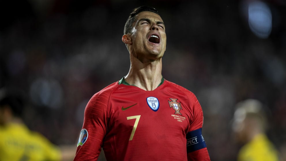 Cristiano Ronaldo durante el Portugal-Ucrania. (AFP)