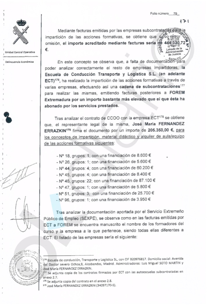 CCOO se sumó al latrocinio de UGT en Extremadura llevándose dinero de los fondos de formación