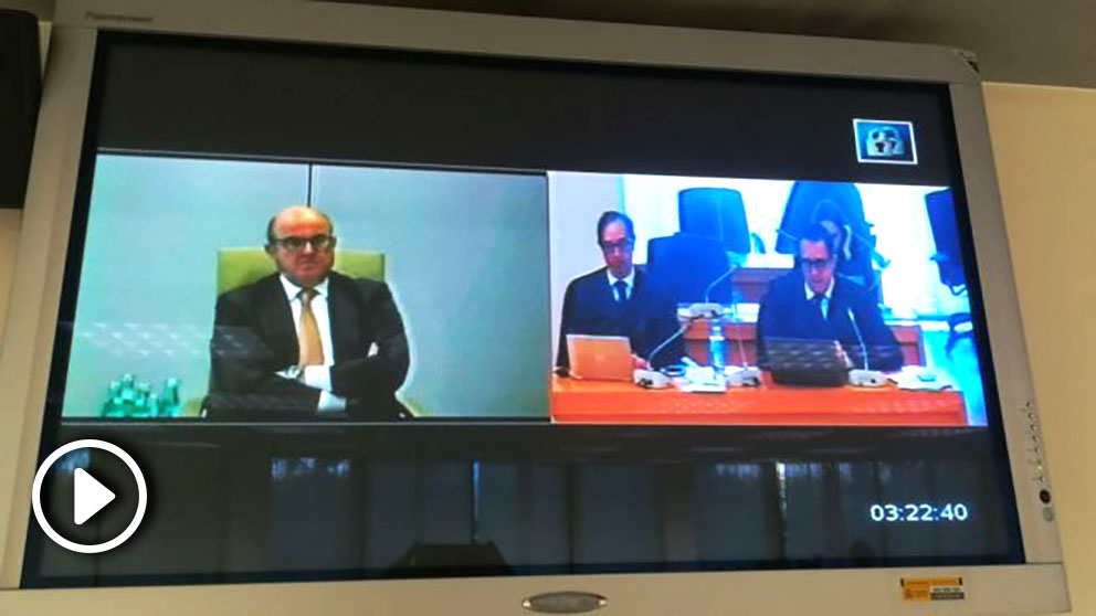 Luis de Guindos interrogado por videoconferencia (Foto: Mario Moratalla)