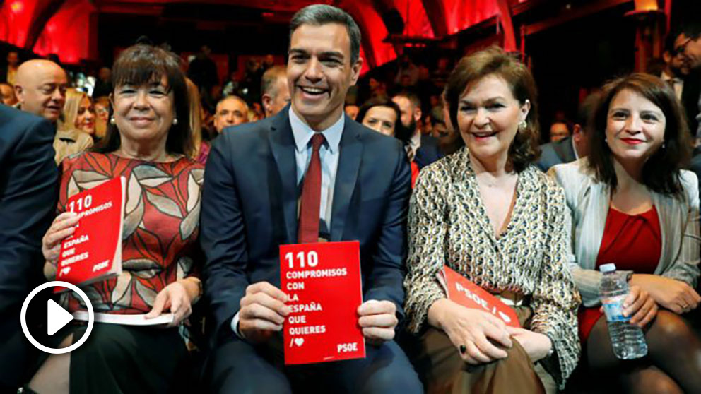 El secretario general del PSOE, Pedro Sánchez, en la presentación del programa electoral