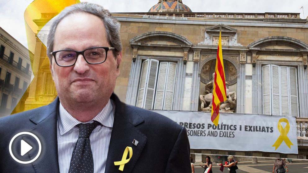 Quim Torra y el balcón del Palau de la Generalitat