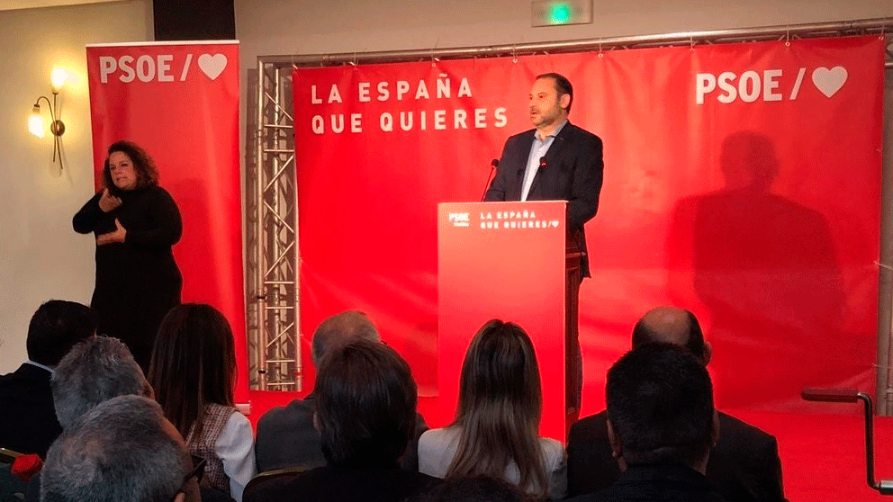 José Luis Ábalos en el transcurso de un mitin en Melilla para presentar a los candidatos a las elecciones generales. Foto: Europa Press