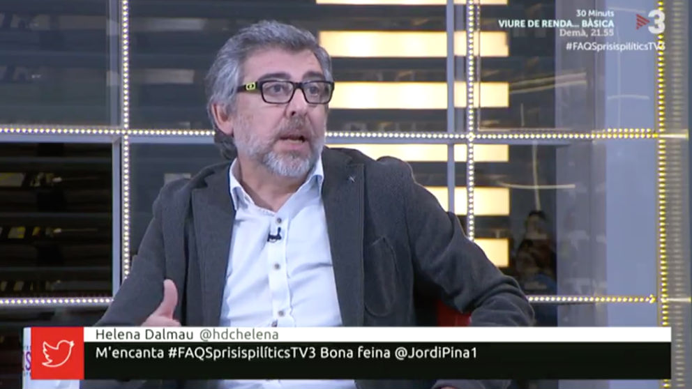 Jordi Pina, el abogado de Jordi Turull, Josep Rull y Jordi Sànchez, durante su intervención en el programa ‘Pregunes Freqüents’ de TV3