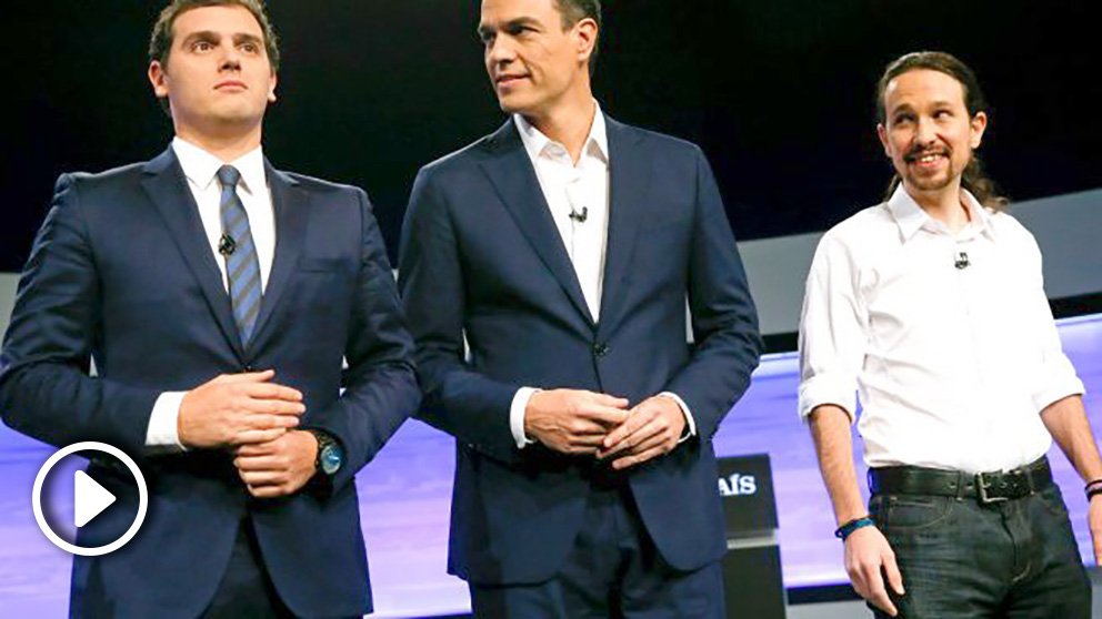 Albert Rivera, Pedro Sánchez y Pablo Iglesias.