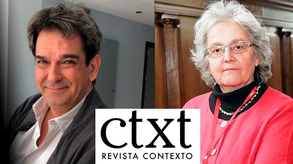 El director de ‘CTXT’, Miguel Mora, y la directora de ‘El País’, Soledad Gallego-Díaz