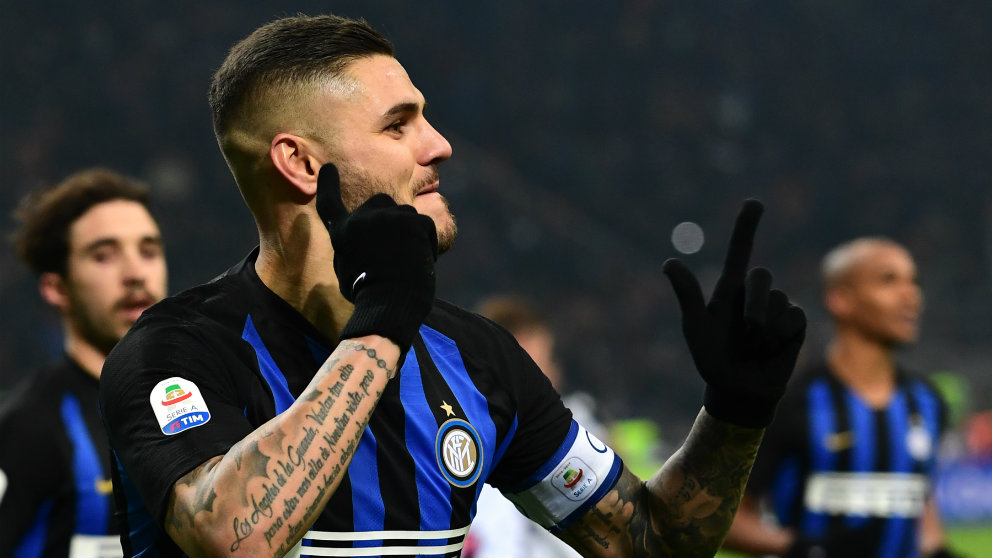 Mauro Icardi celebra un gol con el Inter (AFP)