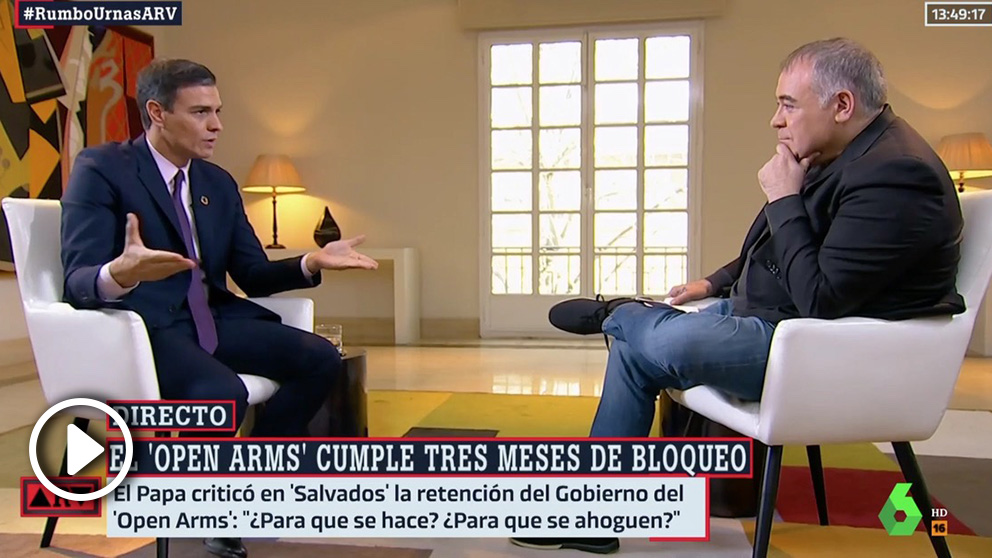 Sánchez durante la entrevista con Ferreras en La Moncla. (Al Rojo Vivo-La Sexta)