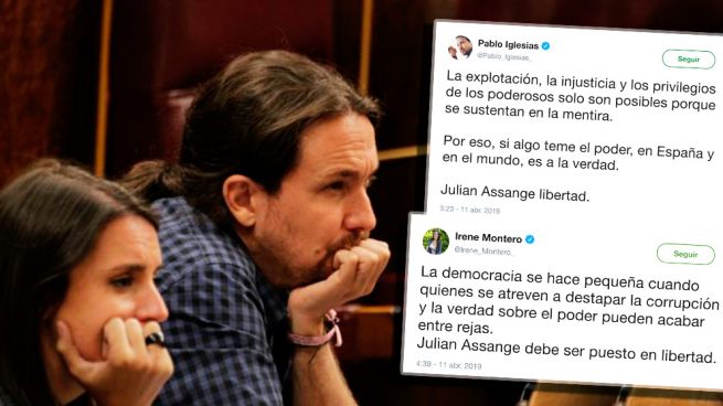 Iglesias y Montero piden la libertad de Assange pero tardan más de 8 horas en condenar el acoso a Álvarez de Toledo