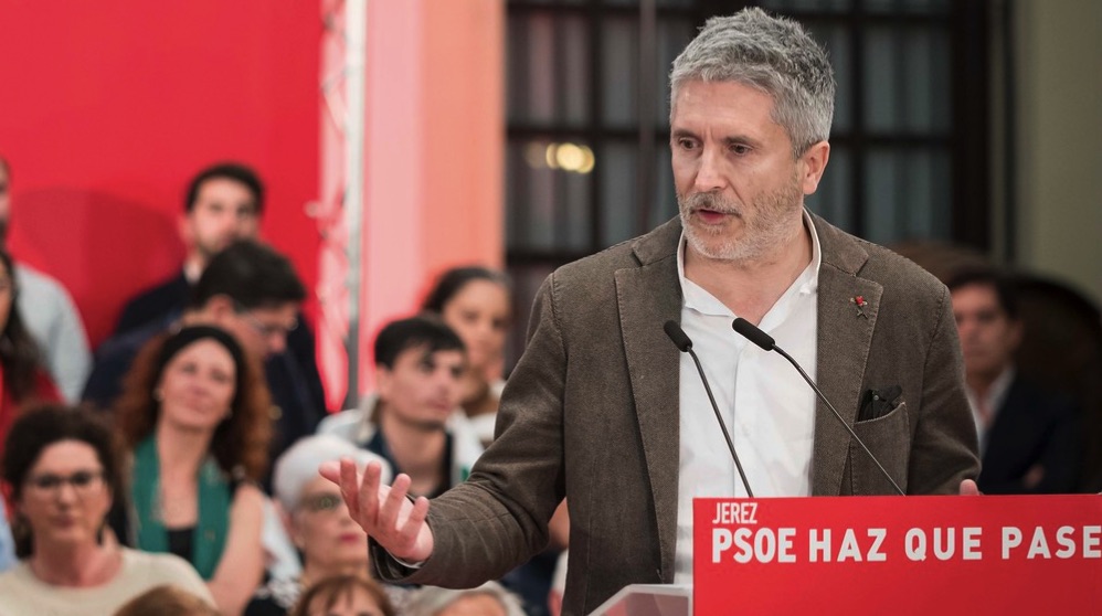 El ministro del Interior, Fernando Grande-Marlaska, en un acto del Partido Socialista. (Foto: PSOE)