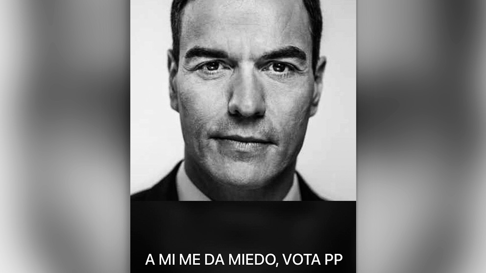 El montaje que el PP está difundiendo en las redes del cartel electoral de Pedro Sánchez.