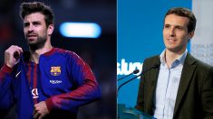 Piqué y Pablo Casado, en sendas fotos de archivo.