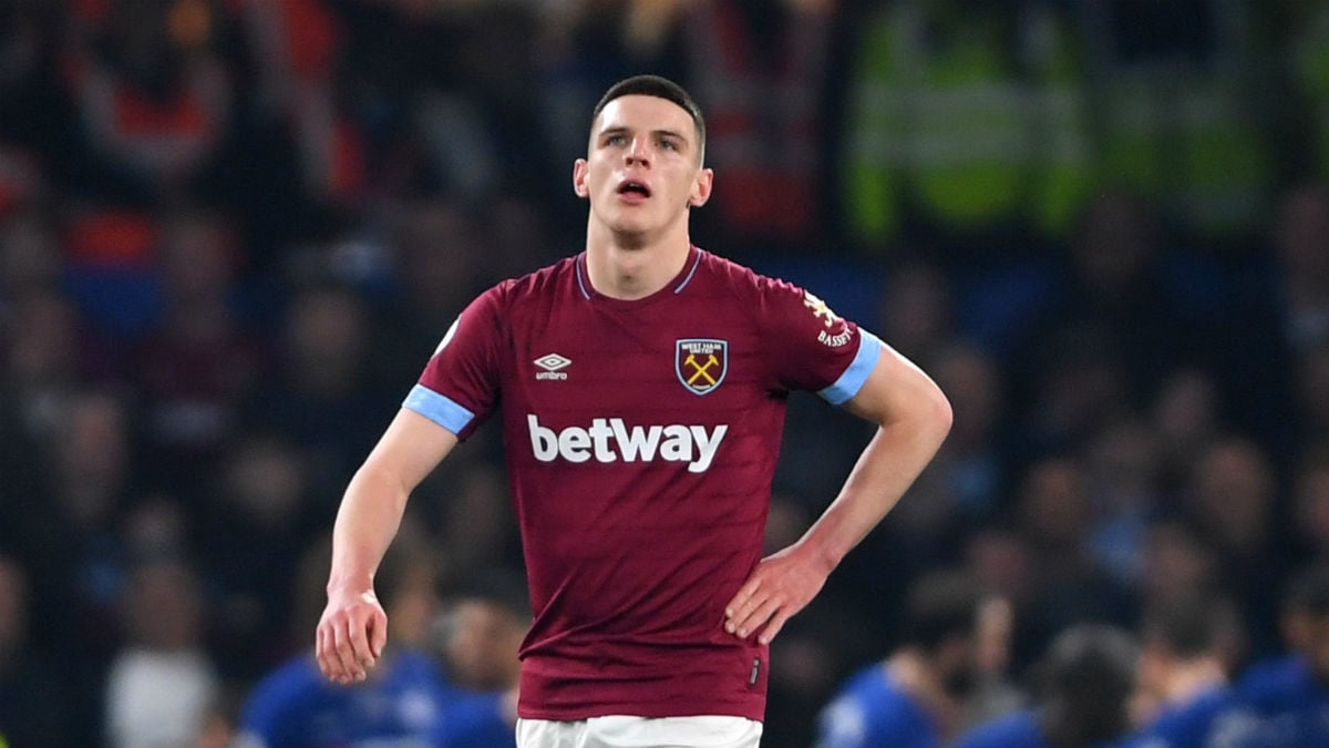 Declan Rice, durante un partido con el West Ham United (Getty).