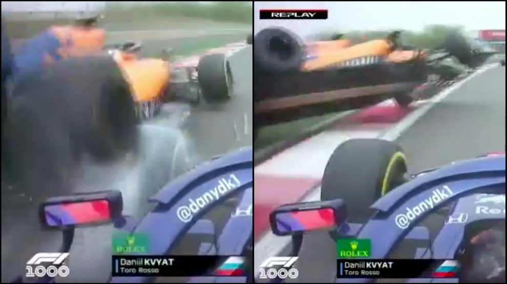 Kvyat embistió a Sainz y Norris en China.