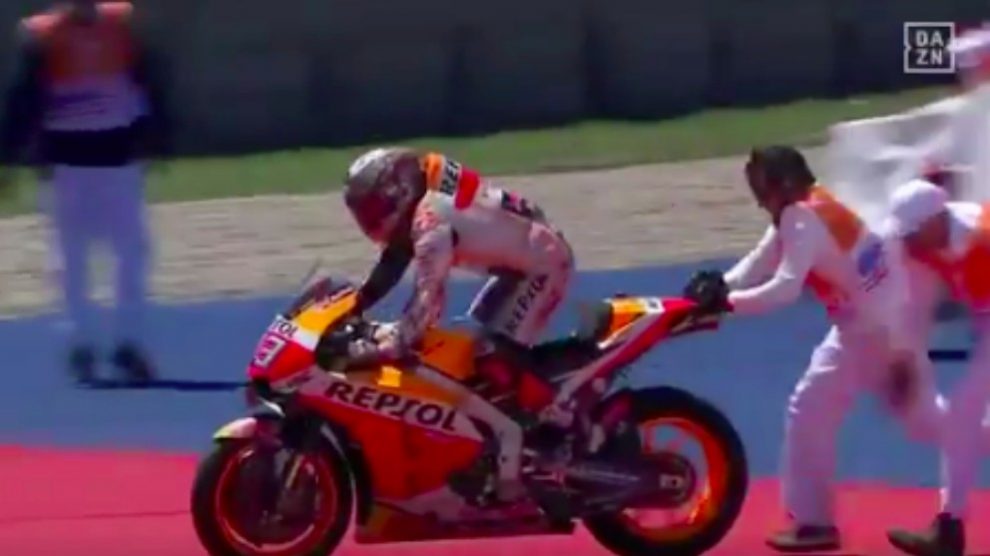 Márquez se cayó en el GP de las Américas. (DAZN)