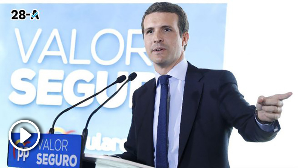 El presidente del PP, Pablo Casado, durante la presentación en Barcelona del programa de su partido para las próximas elecciones generales. (Foto: Efe)