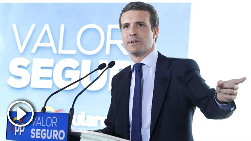 El presidente del PP, Pablo Casado, durante la presentación en Barcelona del programa de su partido para las próximas elecciones generales. (Foto: Efe)