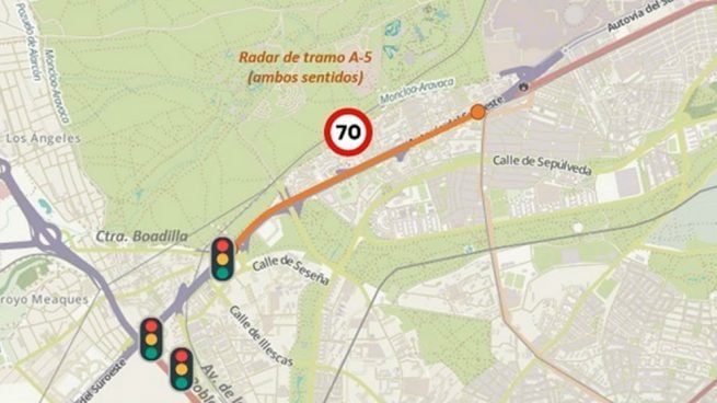 Madrid comienza a multar desde este martes por exceso de velocidad en un tramo con radar en la A-5