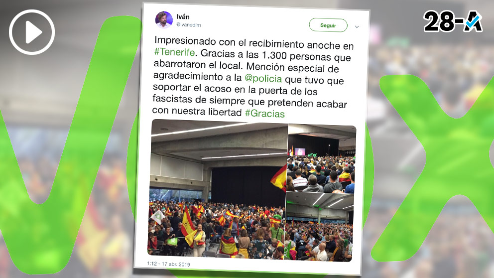 El vicesecretario de Relaciones Internacionales de Vox, Iván Espinosa de los Monteros, congregó ayer en Santa Cruz Tenerife a más de un millar de personas
