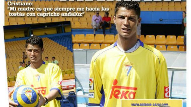 Montaje en Twitter de Cristiano Ronaldo con la camiseta del Cádiz