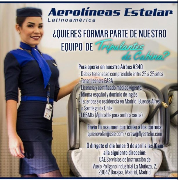 La aerolínea venezolana Estelar escoge ‘a dedo’ a sus azafatas en Madrid: guapas y menores de 35 años