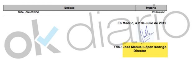 La firma de José Manuel López Rodrigo en la resolución de Pluralismo y Convivencia sobre dichas ayudas.