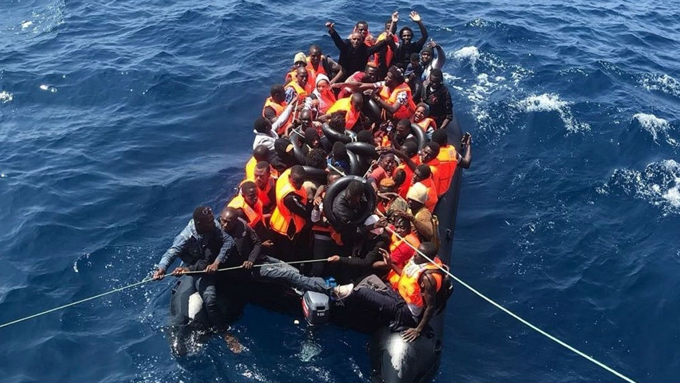 Inmigrantes rescatados en Algeciras.