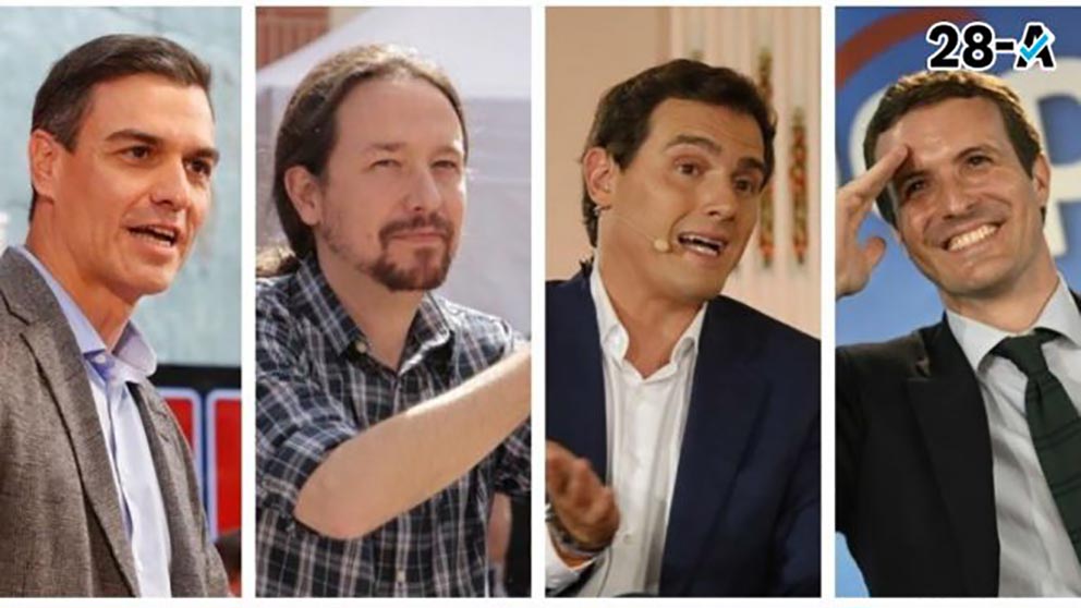 Los cuatro principales candidatos invitados al debate de RTVE.