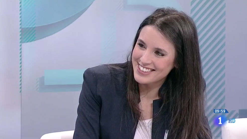 La número dos de Podemos, Irene Montero, durante la entrevista concedida a ‘Los Desayunos de TVE’