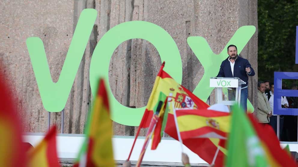 Santiago Abascal en el cierre de campaña de Vox. Foto: Europa Press.
