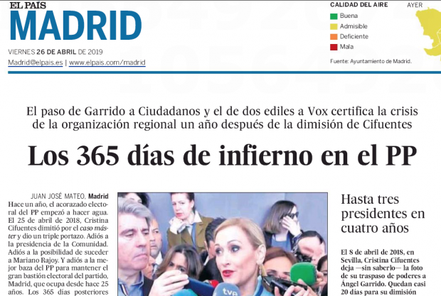 Otra ‘fake news’ de ‘El País’: dice que Cifuentes dimitió por el máster cuando fue por el vídeo de OKDIARIO