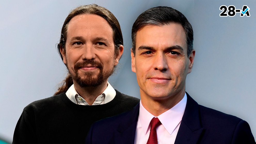 Pablo Iglesias, de Podemos, y Pedro Sánchez, candidato del PSOE.