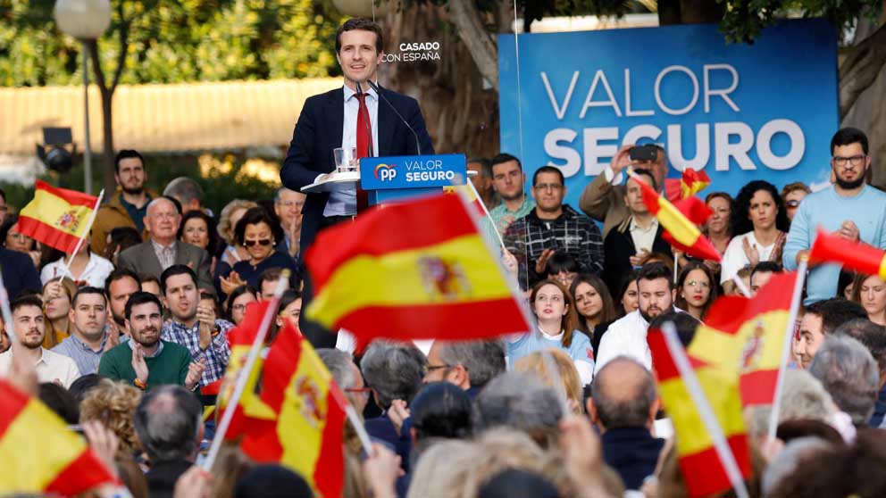 Pablo Casado en un acto de campaña. Foto: Europa Press