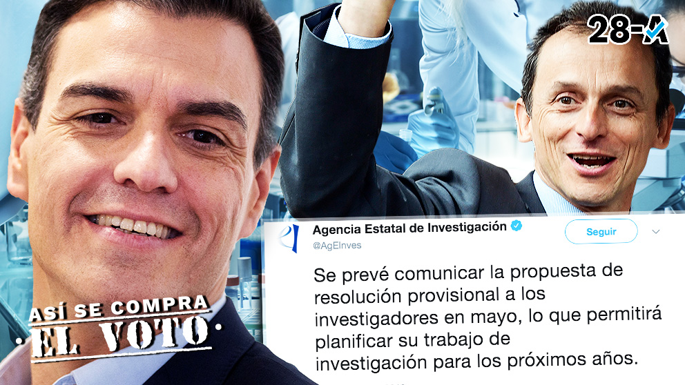 Pedro Sánchez, Pedro Duque y el mensaje de la Agencia Estatal de Investigación.