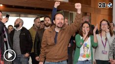 El secretario general de Podemos, Pablo Iglesias, y otros miembros de la formación morada.